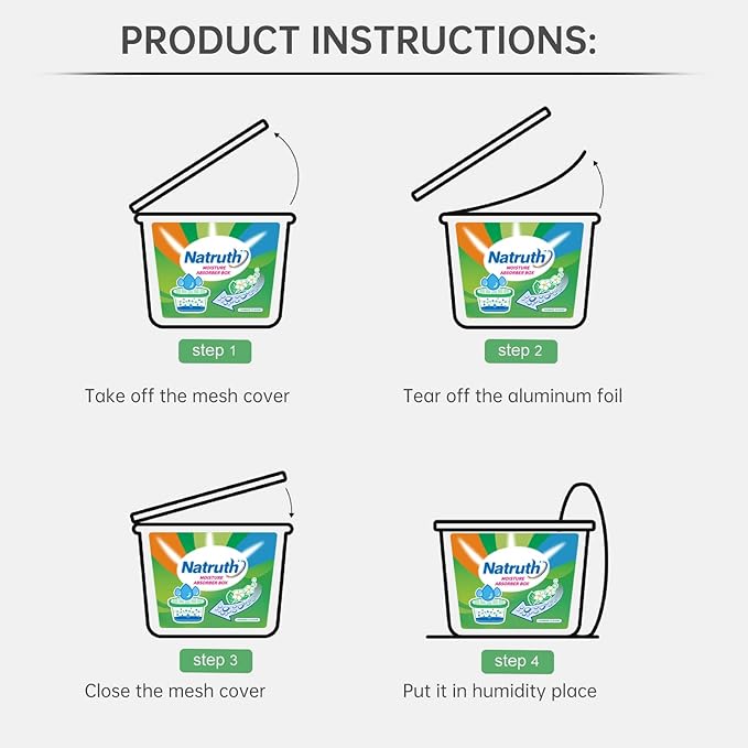 NATRUTH Moisture Absorber boxes, Jasmine 800ml(6 PACKS)*12.5OZ Closet Dehumidifier, Eradicate Odor Moisture Absorbers Bucket, Humidity Absorber,Dehumidifier for Closet,Bathrooms, Kitchen & Boats