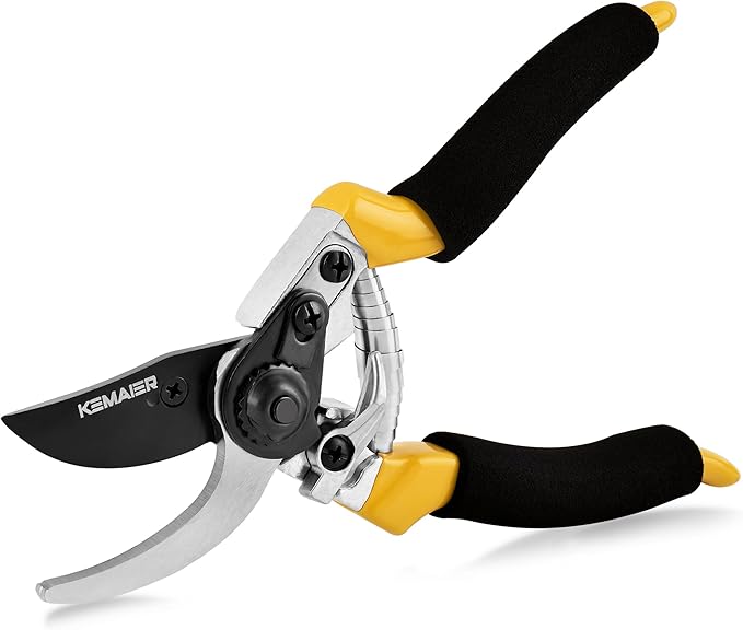 Pruning Shears for Gardening, Professional Garden Shears with Non-Slip Ergonomic Handles & Blade Cover, Sharp Garden Clippers for Trimming Branches, Shrubs, and Plants