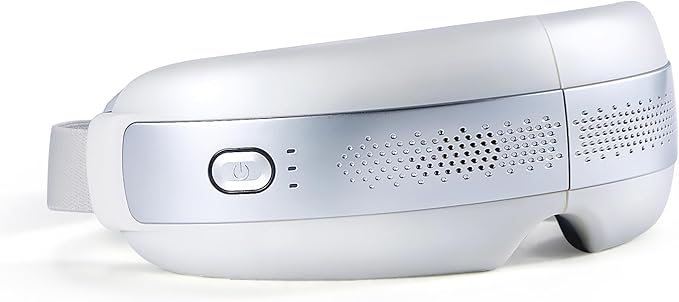 Eye Massager with Heat and Cooling, Christmas Birthday Presents for Women&Men, Massaging Eye Mask for Migraines, Foldable Eye Massager with Bluetooth and Pressing Function, Relieve Fatigue