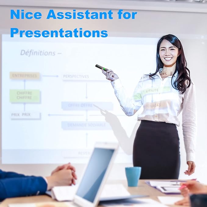 Rechargeable Presentation Clicker Wireless Presenter - Clicker for PowerPoint Presentations, Green Laser Pointer for Presentations RF 2.4GHz Google Slide Advancer for Mac/Computer/Laptop/Keynote