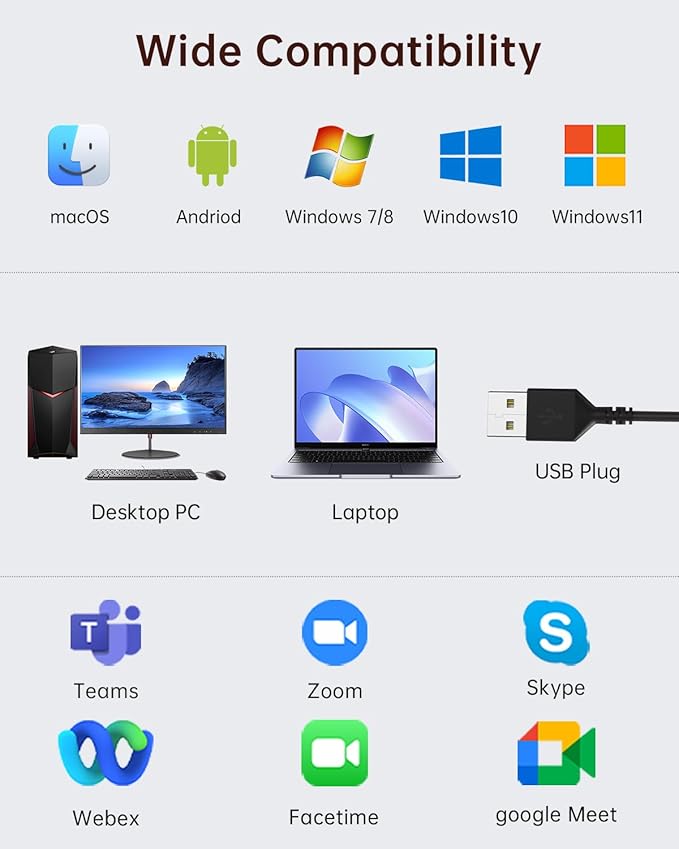 USB Headset with Microphone for PC, Wired Headphones with Mic USB Headset with Noise Cancelling Microphone, Computer Headsets with Microphone for Home Office Online Class Teams Skype (Pink)