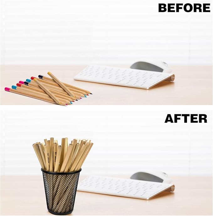 12 Packs Pen Holders, Mesh Pen Cup, Metal Pencil Holders for Desk, Multifunctional Organizer for Office School Home Makeup Brush (Black)