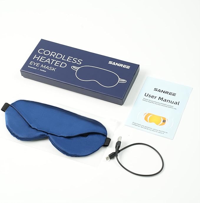 Heated Eye Mask-Cordless Eye Mask for Dry Eyes,Electric Warm Compress for Eyes,Improved Sleep, Blackout Eye Heating Pad for Eye Relief,Rechargeable Warming Eyes Mask for Travel with Washable Cover