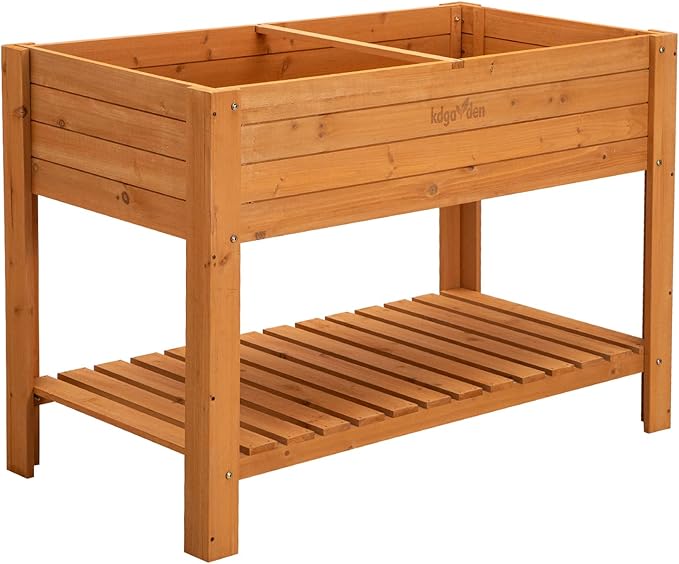Raised Garden Bed 48"x24"x33" Large Wood Planter Box with Legs Outdoor Wooden Elevated Planters Raised Beds for Vegetable Flower Herb, Standing Gardening Box for Backyard, Patio, Deck