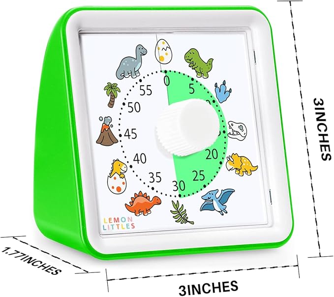 Visual Timer for Kids, Toddler, Autism, ADHD & Preschool Classroom - Animal Silent Countdown Timers - 60 Minute Productivity & Time Management Clock (Dinosaur)