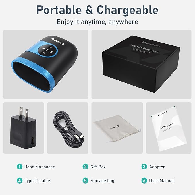 QUINEAR Hand Massager - Cordless Hand Massager with Heat and Compression for Arthritis, Carpal Tunnel and Stiff Joints - Gifts for Women Men - FSA-HSA