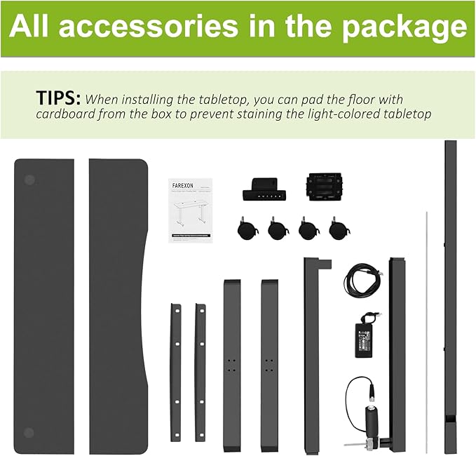 farexon Electric Standing Desk Adjustable Height, 48x24 Inches Stand Up Desk with Outlet, Lockable Casters,27''-46'' Lifting Range Home Office Computer Desk(Black)