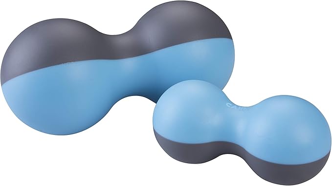 Peanut Massage Ball Set,Oversized & Standard 2-Pack,Deep Tissue Roller for Back, Neck,Legs & Shoulders,Trigger Point & Myofascial Release,Pain Relief,Unique Dual-Color Design Blue Grey-Stylish & Rare