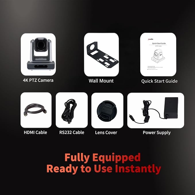 Zowietek 4K Native NDI|HX3(Certified) PTZ Camera PoE, 12X Optical Zoom, TOF Focus, Simultaneous HDMI & SDI outputs, RTSP/RTMP(s)/SRT, Standalone IP Live Streaming to Youtube for Meeting, Church, Event