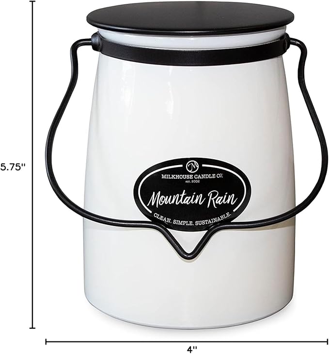 Milkhouse Candle Company - Mountain Rain - Creamery Collection - 22oz Single Cotton Wick Soy Candles with Beeswax - Long Burn Time, Made in The USA - Non Toxic, Premium Scented Candles