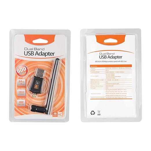 REDLUX 600Mbps Wireless USB WiFi Adapter, with External Antenna, Dual Band 2.4GHz/5GHz, Compatible with Windows 10/8/7/XP, MAC OS, Linux etc