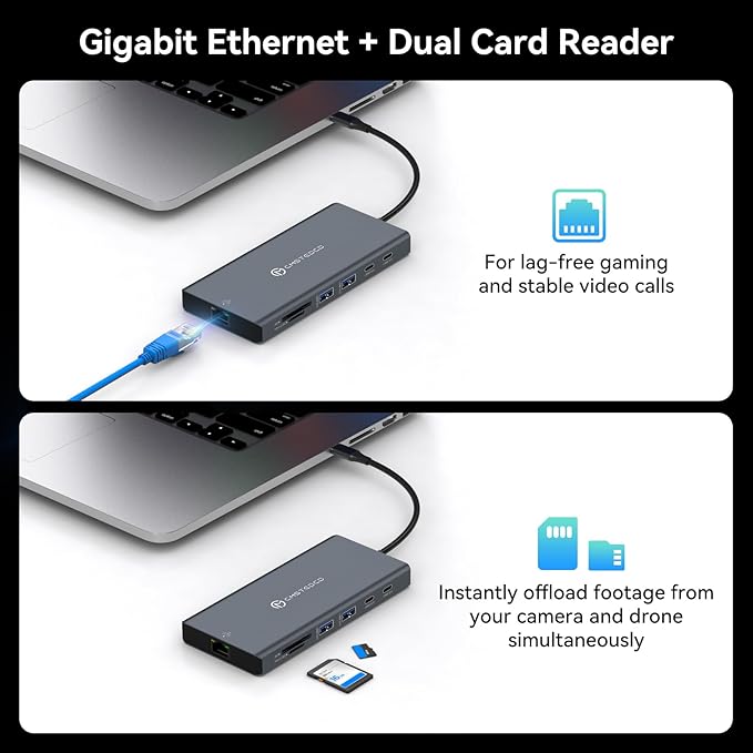USB C Laptop Docking Station 3 Monitors Support Triple 4K@60Hz or Dual 4K@120Hz Extended Display Multi Monitor Dock with 8K Displayport and 4K HDMI, 10Gbps USB-C 3.2, 100W PD, SD/TF, LAN