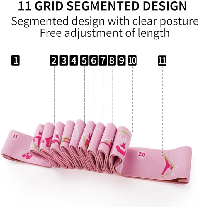 Resistance Bands 11 Loops with Guide Stretch Straps - Exercise Bands for Stretching, Yoga, Pilates & Physical Therapy - Elastic Fabric Workout Bands for Home Gym, Dance, Flexibility Training & Ballet Stretching Equipment