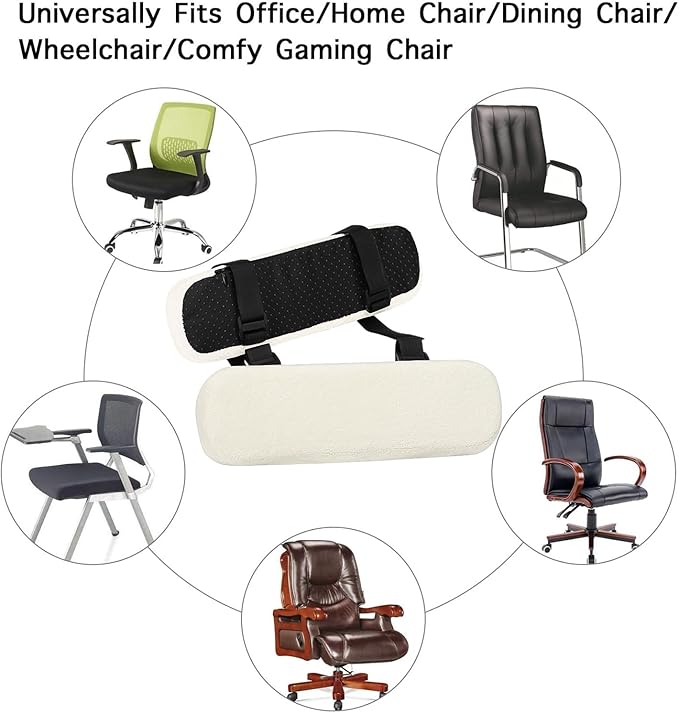 MOSISO Chair Armrest Pads (2 Pack), Memory Foam Home/Office Chair Arm Rest Covers Comfy Computer Gaming Elbow Cushion Removable Washable Elbow Support Forearm Pressure Relief, Beige