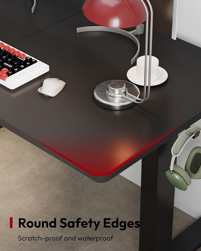 SANODESK Standing Desk Height Adjustable Electric Stand up Desk 55x24 Inches Sit Stand Home Office with Splice Board, Black Frame/Black Top