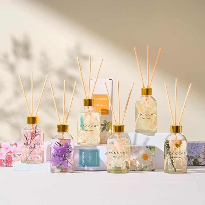 COCODOR Herbarium Reed Diffuser/April Breeze/6.7oz(200ml)/ Fragrance Scent Essential Oil Stick Diffuser Set for Bedroom Bathroom Home Décor