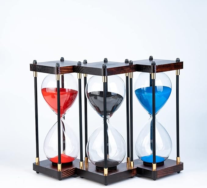 Large Sand Timer, Hourglass Timer 60 Minutes,Vintage Wooden Hour Glass Timer,Modern Home Kitchen Office Decoration (Black)