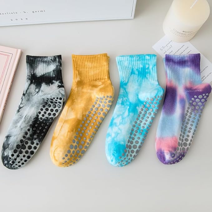 Non-Slip Pilates Yoga Socks with Grips for Women - Stylish Crew Socks for Barre, Ballet, and Workout (Size 5-9)