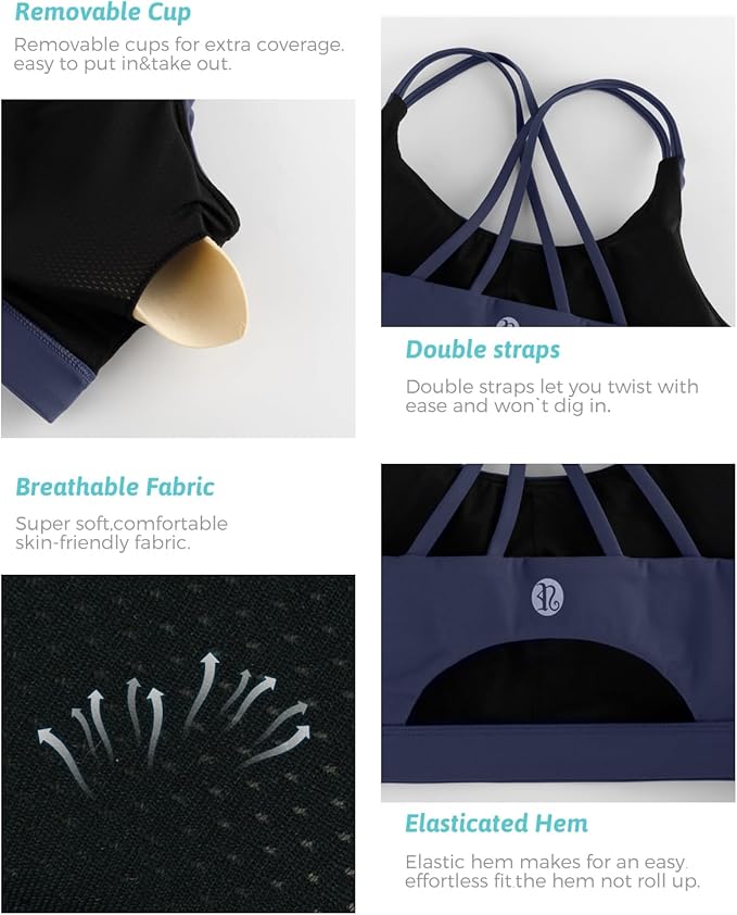 RUNNING GIRL Sports Bras for Women,Padded Sports Bra Tank Top Sexy Crisscross Back High Impact Longline Workout Yoga Bra