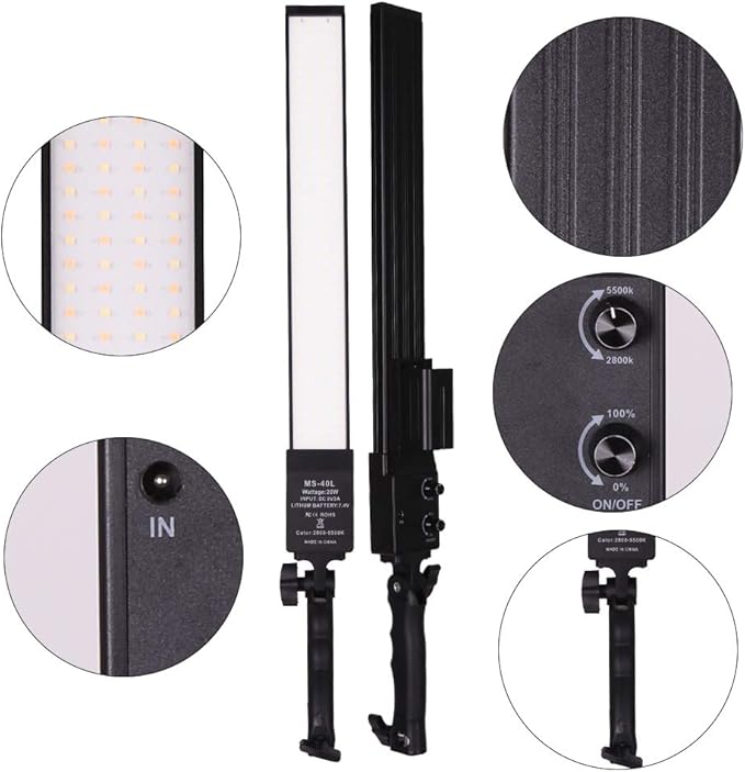 LED Video Light Battery Powered Photography Light Portable Handheld Wand,Dimmable 2800-5500K Photo Studio Light Kit with NP-970 Li-ion Battery and Stand for Portrait, YouTube,Outdoor Video