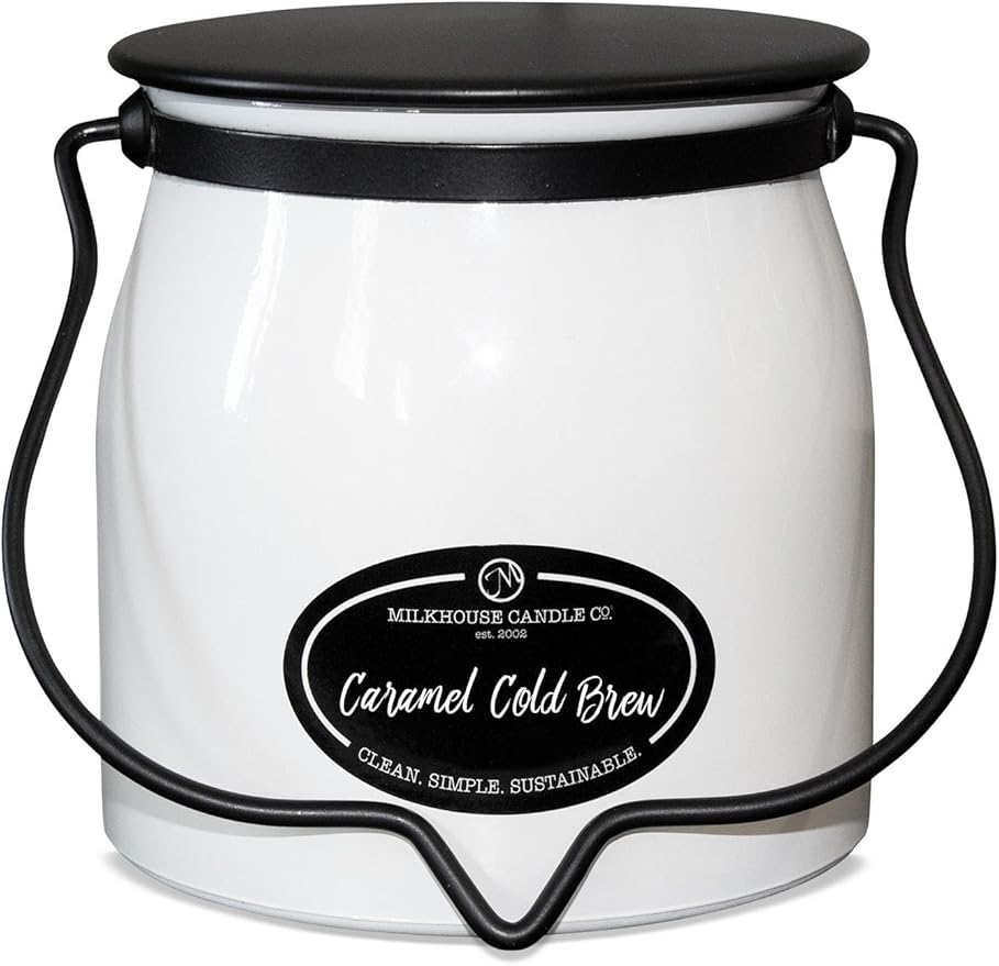 Milkhouse Candle Company, Caramel Cold Brew, Creamery Collection, Scented Soy Candle: Butter Jar Candle, 16-Ounce