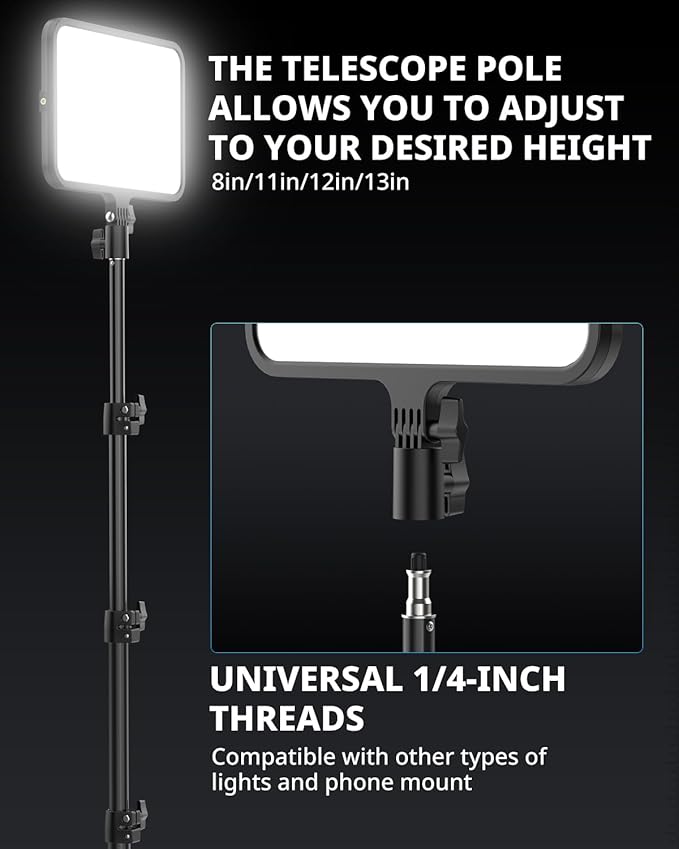UBeesize LED Video Light Kit, Photography Lighting, 13" Studio Lights with 65" Tripod Stand and Phone Holders, Podcast Lighting for Video Recording, Make up, Live Streaming, Tiktok, YouTube