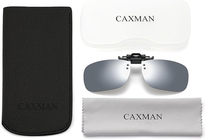 Polarized Clip-on Flip Up Metal Clip Rimless Sunglasses for Prescription Glasses