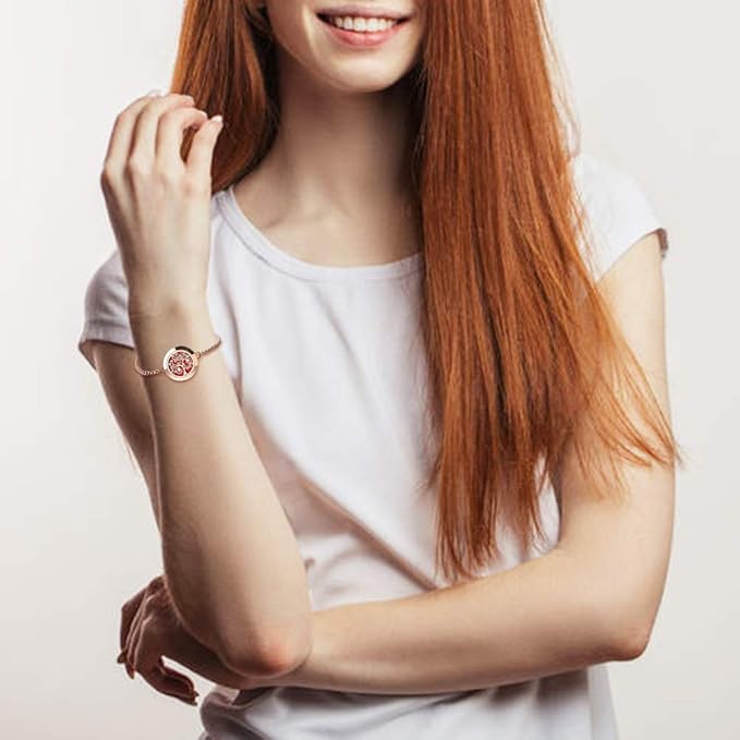 ttstar Essential Oil Diffuser Bracelet Stainless Steel Aromatherapy Locket Adjustable Bracelet Set with 24 Refill Pads in 12 Assorted Colors, Gifts Set for Women(Rose Gold)