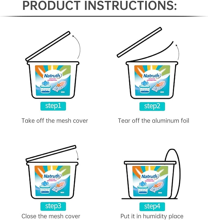 NATRUTH Moisture Absorbers 6 pack, 12.5Oz Portable Humidity Absorber Boxes for Your Bathroom, Closet & Car, Dehumidifier with Ocean Fragrance