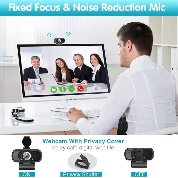 Webcam HD 1080p ,Live Streaming HD Camera with Stereo Microphone, PC Desktop or Laptop USB Webcam with 110 Degree View Angle, for Switch 2,Video Calling, Recording, Conferencing, Streaming, Gaming