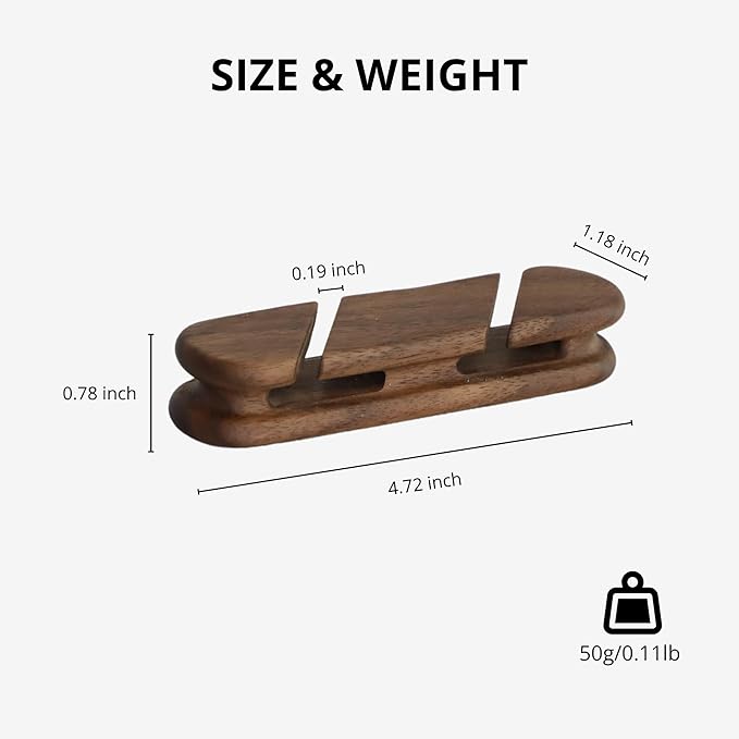 muso wood Cable Clips, Walnut Cord Holder, Cable Management Cord Organizer, Cable Straps for Desk Home and Office