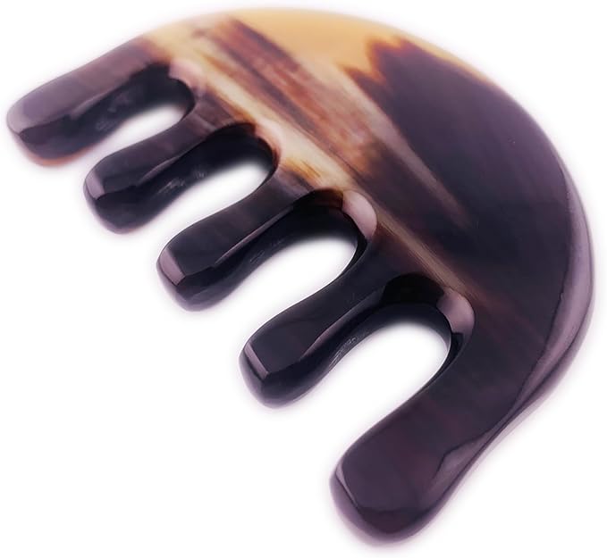 Gua Sha Comb – Natural Buffalo Horn Scalp Massage Comb for Hair Gua Sha and Stimulation, Gua Sha Brush Scalp Massager Tool with Combed Tooth Edge for Head Spa and Scalp Care