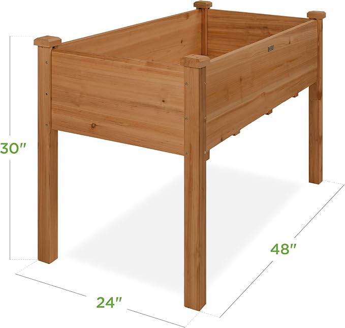 Best Choice Products 48 x 24 x 30 Inches Raised Garden Bed, Elevated Wood Planter Box Stand for Backyard, Patio, Balcony with Bed Liner, 200 Pound Capacity - Acorn Brown