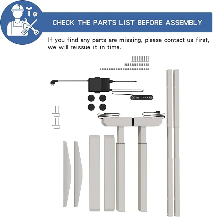 Bilbil Dual Motor Electric Standing Desk Frame - Adjustable Height Workstation for Home and Office, Fits 48'' to 70'' Desktops (White Frame)