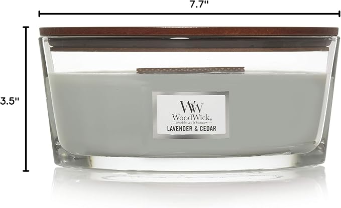 Woodwick Ellipse Scented Candle Lavender & Cedar 16oz | Up to 50 Hours Burn Time