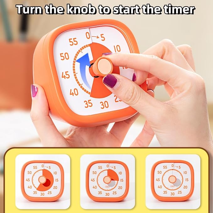 Visual Timer for Kids - 60 Minute Visual Kids Timer for Classroom Home Office, Countdown Timer for Cooking Teaching Working Meeting (White)