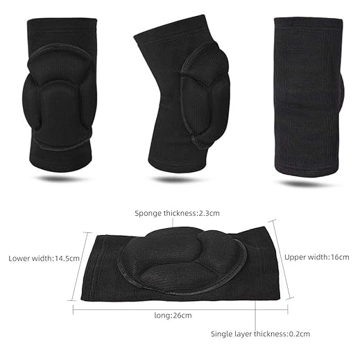 1Pair Knee Pads, Knee Protectors Protective, Thick Sponge Collision Avoidance Knee Sleeve for Adult Youth Women Men (Black, One Size)
