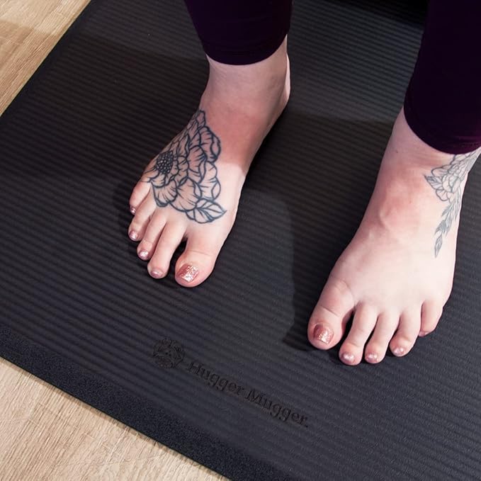 Hugger Mugger Ultimate Cushion Yoga mat - Black - Ultimate thick, grippy, soft yoga mat, extra long and wide, and extra cushion
