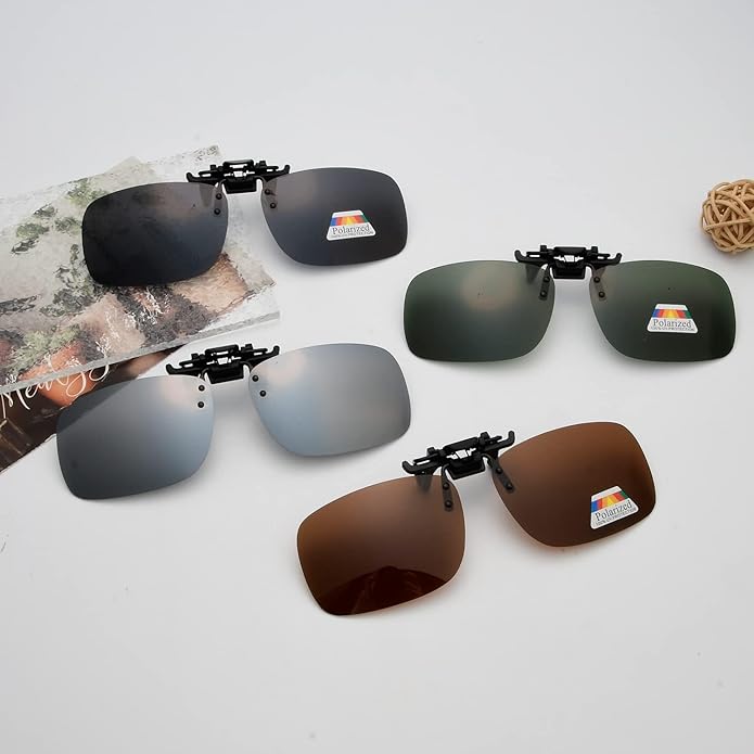 Eyekepper 4 Pack Flip-up Clip-On Sunglasses 59x39 MM Metal Wear Over Glasses