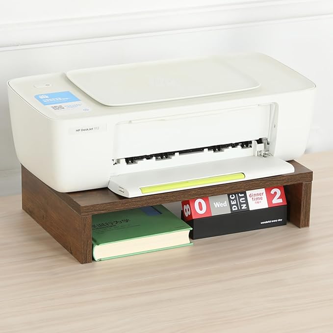 TEAMIX 14.2 inch Monitor Stand Riser, Rustic Brown Wood Monitor Riser with Storage for Desk Small Monitor Stand TV/Screen/PC/Laptop Riser Computer Stand Desktop Shelf (Brown-14.2 inch)