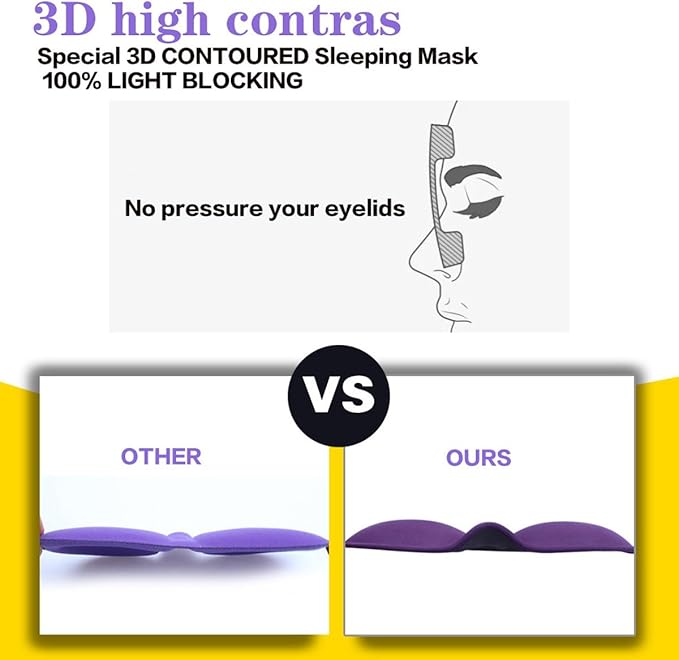 3D Eye mask for Sleeping,Machine Washable, Sleep Mask for Women, Blinder Blindfold Airplane(Black+Rose)