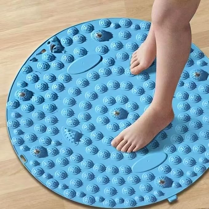 MIUPOO Foot Massage Mat,Relaxation Massage Mat Feet Massage Pad,Acupressure Mat for Feet,Anti Fatigue Walk Stone Acupoint Mat Particle Portable Massage Tool for Walking Long Sitting,Blue,13.4Inches