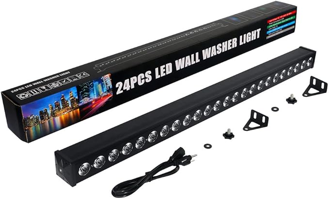 LED Stage Light Bar - 72W 24LED RGB DJ Light Bar Sound Activated Auto Play Wall Washer by DMX Control for Church Wedding Event Birthday Party Stage Lighting