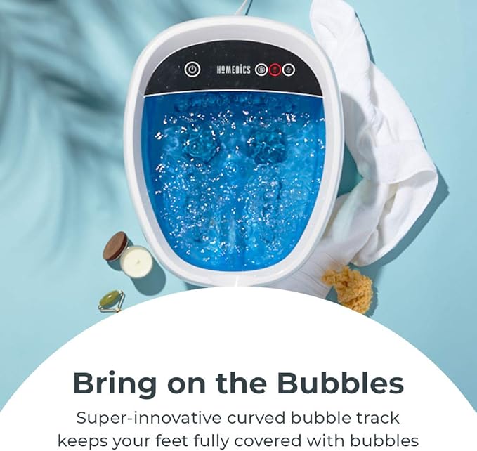 HoMedics Shiatsu Bliss Footbath with Heat Boost, Foot Spa Massager, Deep Kneading Pedicure Tub, Vibrating Bubbles with Soothing Heat, Portable at-Home Spa
