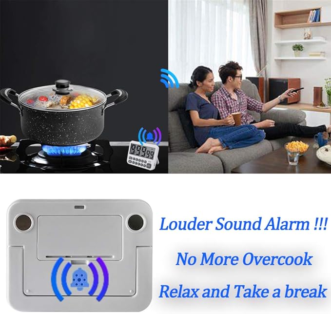 FCXJTU Digital Kitchen Timer, Large Display Countdown/Up Timer with Digits Directly Input, Fast Setting, Loud Alarm, ON/Off, Magnetic Back Stand for Cooking, Baking, Study