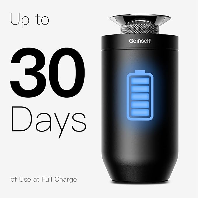 Waterless Essential Oil Diffuser, Smart Auto On/Off Car Diffuser Air Freshener, 3 Countdown Timer& 2 Mist Levels Mini Scent Diffuser Rechargable for Car, Premium Aluminum (Black)