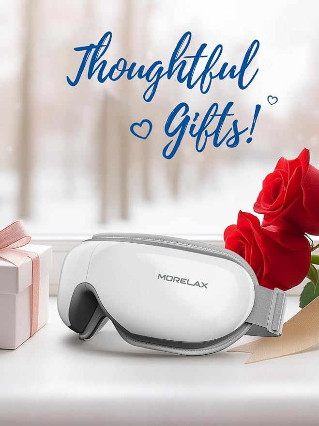 Morelax Eye Massager with Heat & Bluetooth Music, Birthday Gifts for Women, Reduce Eye Strain, Headache Relief and Improve Sleep, Eye Care Device for Migraine