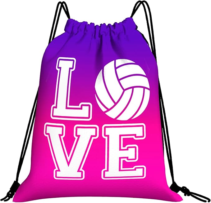 Love Volleyball Drawstring Backpack Gym String Bag Drawstring Sackpack Sport One Size, Football8