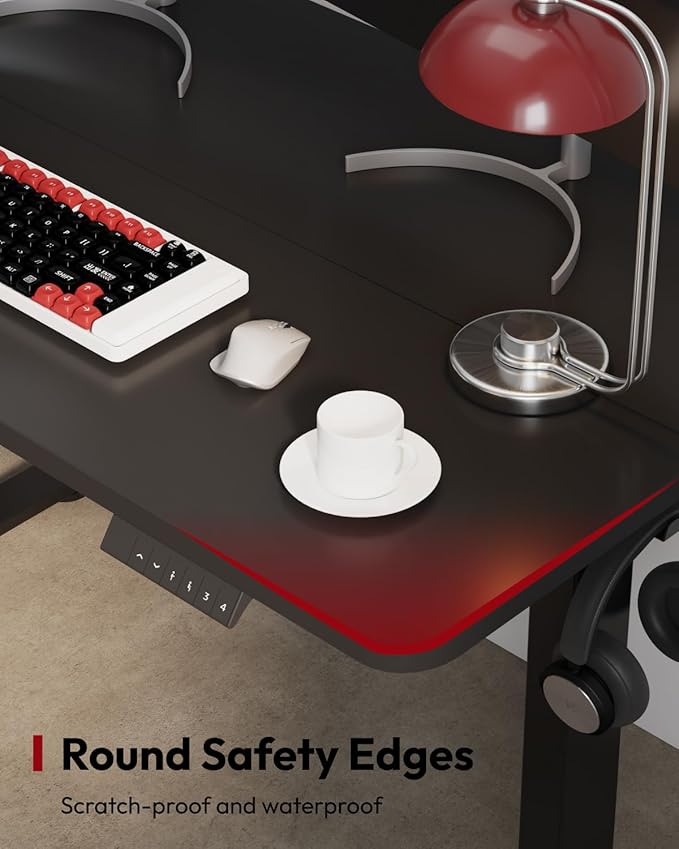 SANODESK Standing Desk Height Adjustable Electric Stand up Desk 40x24 Inches Sit Stand Home Office with Splice Board, Black Frame/Black Top