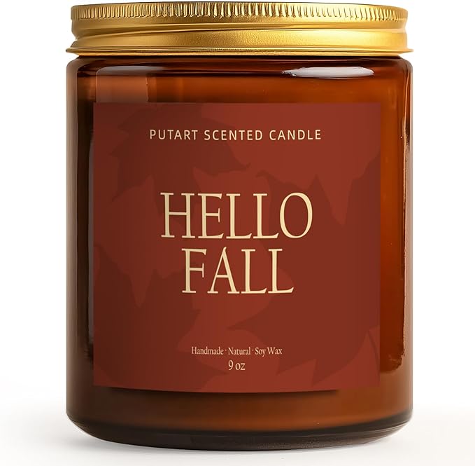 Pumpkin Spice Fall Candles for Home Scented, Natural Soy Wax Aromatherapy Non Toxic Pumpkin Candle with Long Lasting Burn, Halloween Autumn Candle Gifts for House Fragrance Decoration (9oz)